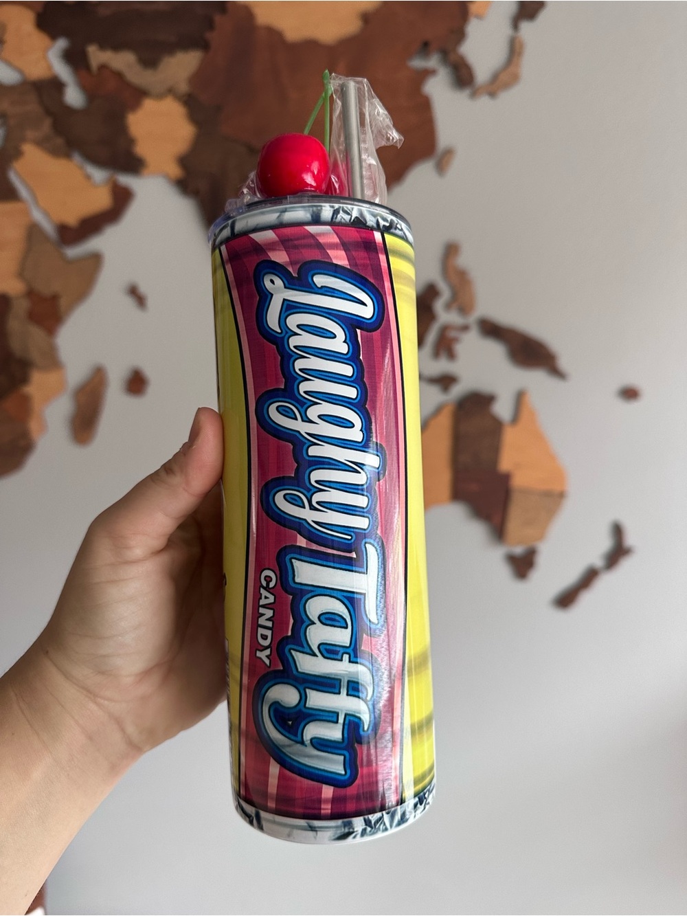 Kelly Cups Retro Laughy Taffy Cherry Banana Candy Drink Tumbler New